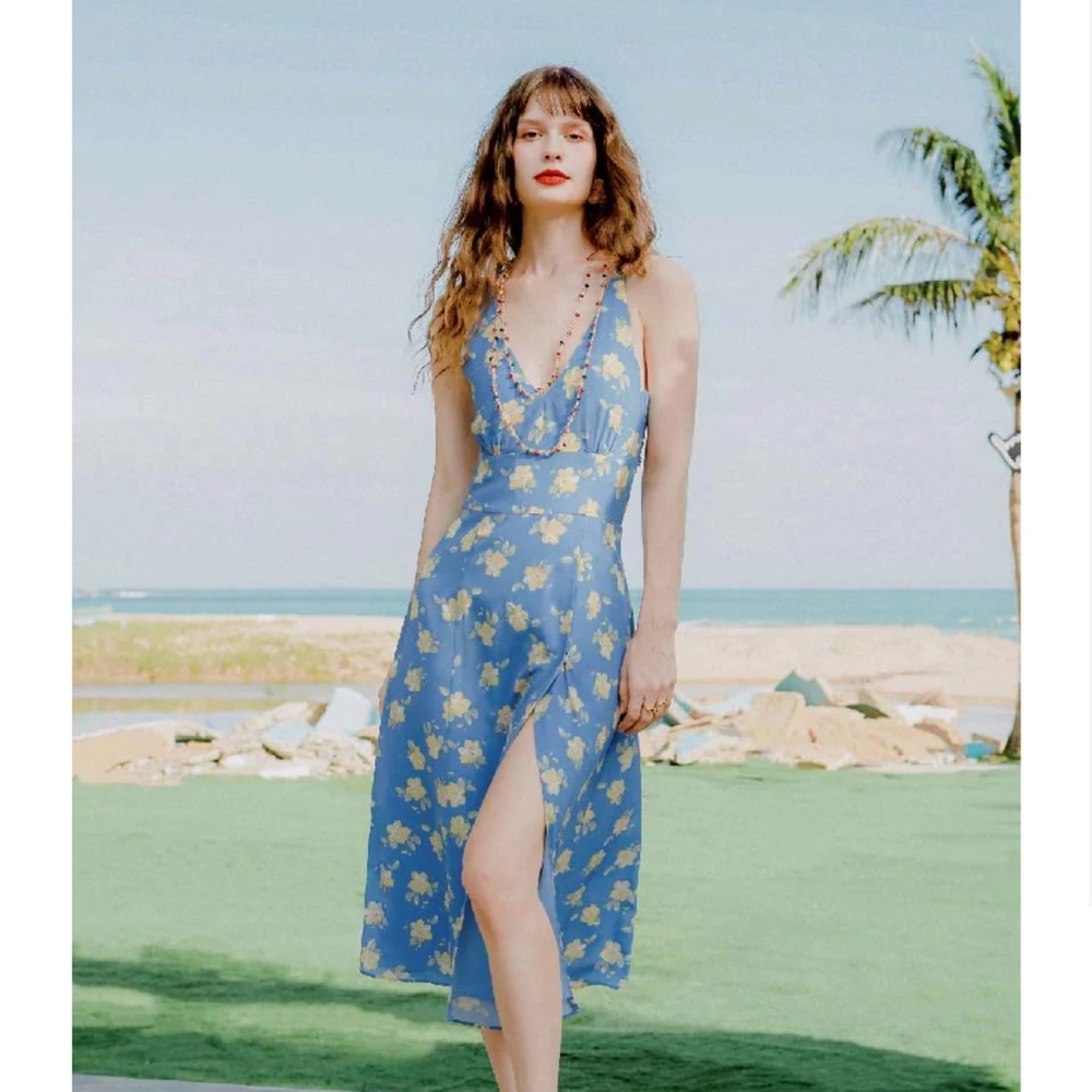 frida dress - blue floral XS